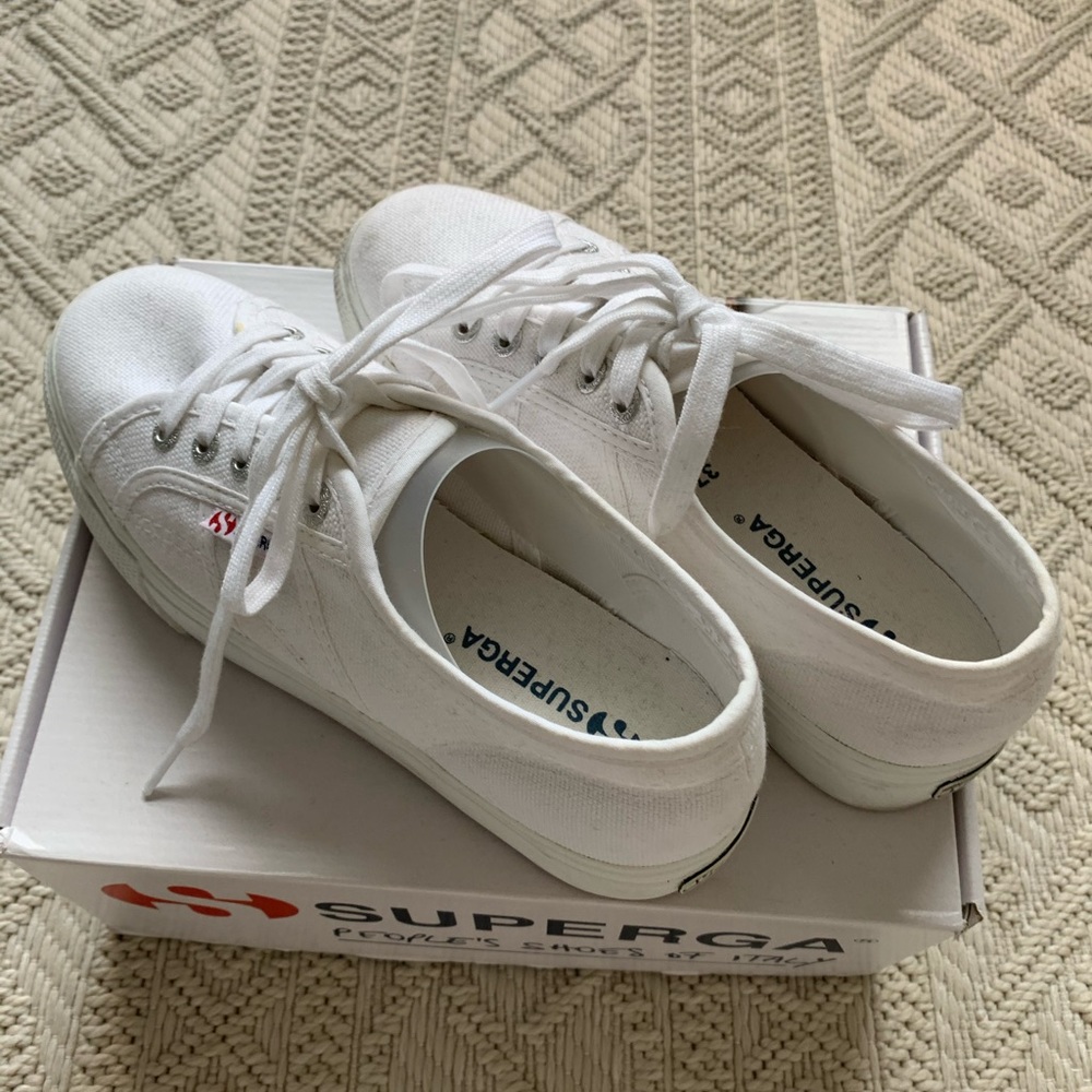 Superga 2750 white platform sneakers